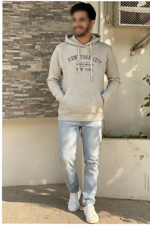 GREY HOODIE SIMPLE EMB