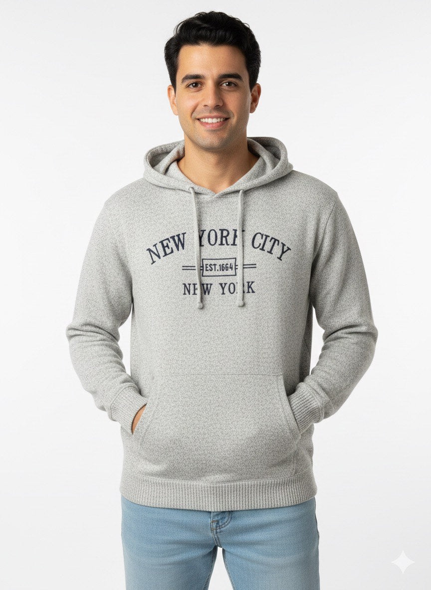 GREY HOODIE SIMPLE EMB